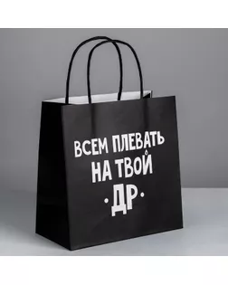 Пакет подарочный «Всем плевать на твой др», 22 × 22 × 11 см арт. СМЛ-101249-2-СМЛ0004711600