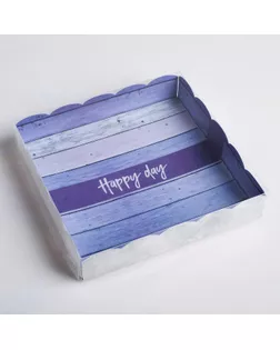 Коробка для кондитерских изделий с PVC-крышкой Happy day, 15 × 15 × 3 см арт. СМЛ-80724-1-СМЛ0004711897