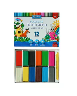 Пластилин GLOBUS «Классический», 12 цветов, 240 г, рекомендован педагогами арт. СМЛ-175537-1-СМЛ0004738906