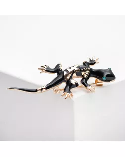 Брошь "Ящерица" дарк, цвет чёрный в золоте арт. СМЛ-176419-2-СМЛ0004781285