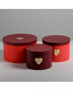 Набор шляпных коробок для цветов 3 в 1 «Красный», 18 × 13 см - 25 × 15 см арт. СМЛ-113191-1-СМЛ0004796439