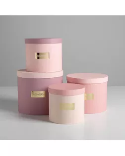 Набор шляпных коробок для цветов 4 в 1 «Нежные тона», 14 × 13 см - 20 × 17,5 см арт. СМЛ-111885-1-СМЛ0004796441