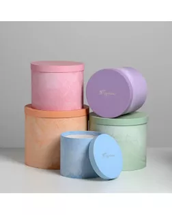 Набор шляпных коробок для цветов 5 в 1 «Мрамор», 14 × 13 см - 22 × 19,5 см арт. СМЛ-106846-1-СМЛ0004796448