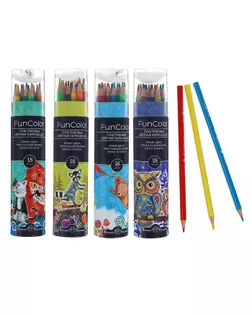 Карандаши цветные 18 цветов Funcolor пластиковые, в картонной тубе, МИКС арт. СМЛ-175700-1-СМЛ0004808842