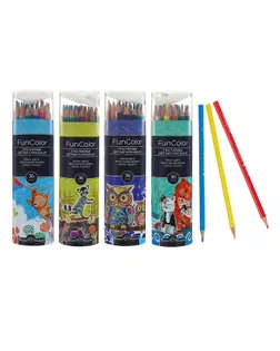 Карандаши цветные 36 цветов Funcolor пластиковые, в картонной тубе, микс из 4 видов арт. СМЛ-175702-1-СМЛ0004808844
