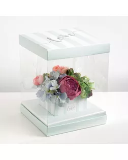 Коробка для цветов с вазой и PVC окнами складная With love, 23 х 30 х 23 см арт. СМЛ-87014-1-СМЛ0004822238