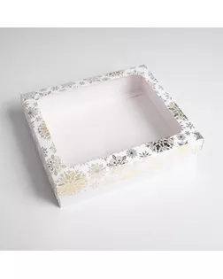 Коробка подарочная «Снежинки» , 23.5 × 20.5 × 5.5 см арт. СМЛ-155077-1-СМЛ0004831674