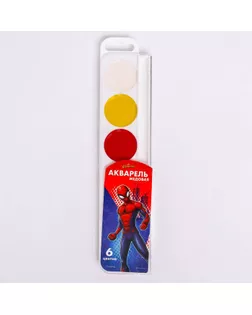 Акварель медовая «Человек-паук», 6 цветов, без кисти арт. СМЛ-181460-1-СМЛ0004846913