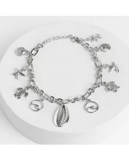 Браслет на ногу "Морские знаки" цвет серебро арт. СМЛ-115115-1-СМЛ0004850430