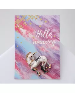 Брошь «Единорог» волшебный, цветная в золоте арт. СМЛ-245551-1-СМЛ0004856742