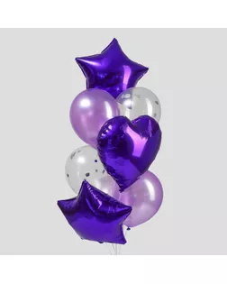 Букет из шаров «Фиолетовый», сердце, звезда, фольга, латекс, набор 10 шт. арт. СМЛ-81551-1-СМЛ0004877832
