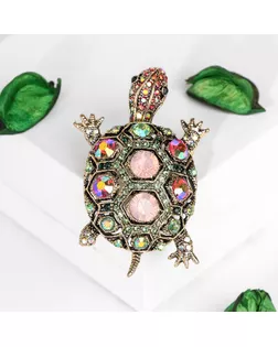 Брошь "Черепашка" в крупных стразах, цветная в чернёном золоте арт. СМЛ-177191-1-СМЛ0004915211