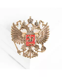Брошь "Герб Российской Федерации", цвет красный в золоте арт. СМЛ-141717-1-СМЛ0004915217