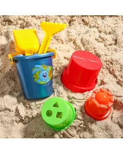 Набор для игры в песке: ведро, совок, грабли, 3 формочки, СМЕШАРИКИ арт. СМЛ-86377-1-СМЛ0004922318