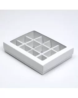Коробка для конфет, 12 шт, белая, 19 х 15 х 3,5 см арт. СМЛ-100312-3-СМЛ0004935713