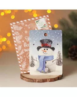 Кулон "Новогодний" на леске, снеговик, цвет белый в серебре, 30 см арт. СМЛ-36497-1-СМЛ0004938083