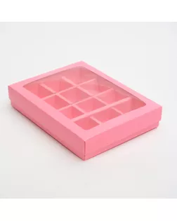 Коробка для конфет, 12 шт, розовая, 19 х 15 х 3,5 см арт. СМЛ-100312-5-СМЛ0004948199