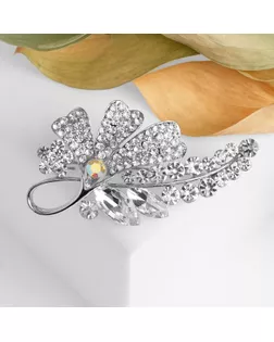 Брошь "Цветочная сирень", цвет белый в серебре арт. СМЛ-177922-1-СМЛ0004950622