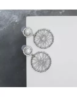 Серьги с жемчугом «Геометрия» параллельные, цвет белый в серебре арт. СМЛ-282341-1-СМЛ0004965277