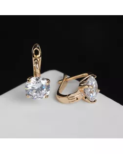 Серьги со стразами "Блум", цвет белый в золоте арт. СМЛ-37054-1-СМЛ0004982711