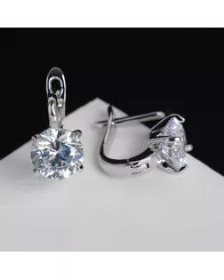 Серьги со стразами "Блум", цвет белый в серебре арт. СМЛ-37054-5-СМЛ0004982713