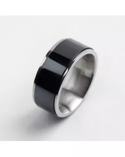 Кольцо керамика "Вайд", 1см, цвет чёрный в серебре, 19 размер арт. СМЛ-134024-3-СМЛ0004984744