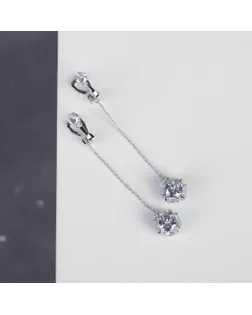 Клипсы "Чувства" на цепочке, шар 10, цвет белый в серебре арт. СМЛ-148440-2-СМЛ0004990788