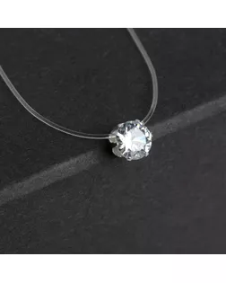 Кулон "На леске" крупная бусина, цвет белый в серебре, 35см арт. СМЛ-85187-1-СМЛ0004996813