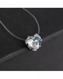 Кулон "На леске" сердечко, цвет белый в серебре, 35см арт. СМЛ-85188-1-СМЛ0004996814