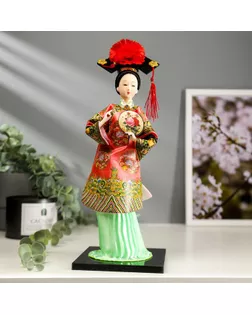 Кукла коллекционная "Китаянка в традиционном наряде с опахалом" 33,5х12,5х12,5 см арт. СМЛ-90628-1-СМЛ0005036094