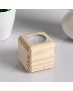 Подсвечник деревянный под 1 свечу "Квадратный", МАССИВ, 6×6×6 см арт. СМЛ-245601-1-СМЛ0005037031