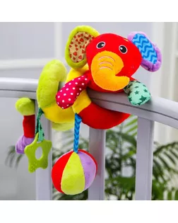 Растяжка - спираль мягкая с погремушкой на кроватку/коляску «Слоник яркий» арт. СМЛ-122589-1-СМЛ0005047677
