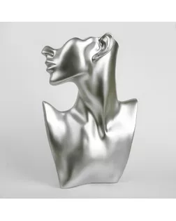Бюст для украшений, пол-лица, отверстие под серьгу, 18*5*26, цвет серебро арт. СМЛ-40415-1-СМЛ0005050498