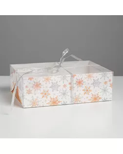 Коробка для капкейка «Снежинки», 23 × 16 × 7.5 см арт. СМЛ-101624-1-СМЛ0005080532