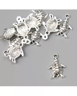 Декор для творчества металл "Черепашка" серебро 1,5х1,2 см арт. СМЛ-94578-1-СМЛ0005110521
