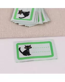 Нашивка «Кошка», 5,5 × 3,2 см, 10 шт, цвет зелёный арт. СМЛ-123328-1-СМЛ0005116324