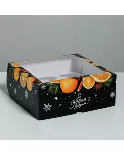 Коробка для капкейков «Новогодняя» 25 х 25 х 10см арт. СМЛ-91073-1-СМЛ0005117723