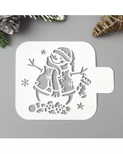 Трафарет пластик "Снеговичок" 9х9 см арт. СМЛ-38576-1-СМЛ0005120560