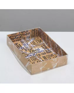 Коробка для макарун с подложками с PVC крышкой For real men, 12 × 17 × 3 см арт. СМЛ-101808-2-СМЛ0005139822