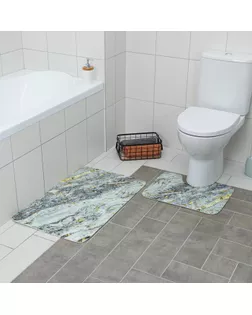 Набор ковриков для ванны и туалета «Мрамор», 2 шт: 79×50, 50×39 см, цвет серый арт. СМЛ-41814-1-СМЛ0005148848