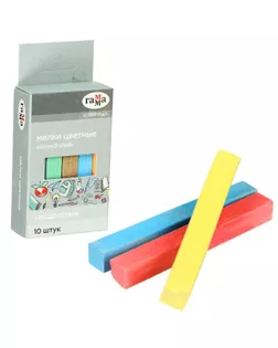 Мелки для рисования, цветные 10 штук, мягкие, квадратная форма, картонная коробка арт. СМЛ-88081-1-СМЛ0005165197