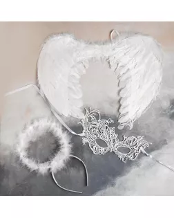Карнавальный набор «Белый ангел» крылья, маска, ободок арт. СМЛ-129775-1-СМЛ0005169385