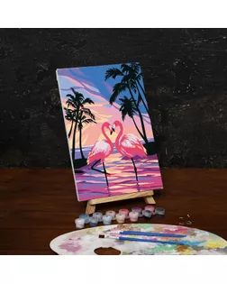 Картина по номерам на холсте с подрамником «Фламинго на закате», 30х20 см арт. СМЛ-207972-1-СМЛ0005177161