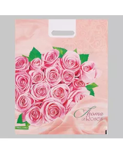 Пакет "Розовые розы", полиэтиленовый с вырубной ручкой, 38х47 см, 60 мкм арт. СМЛ-91162-1-СМЛ0005221714
