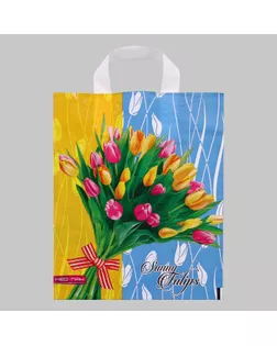 Пакет " Солнечные тюльпаны", полиэтиленовый с петлевой ручкой, 28x34 см, 60 мкм арт. СМЛ-91195-1-СМЛ0005221760