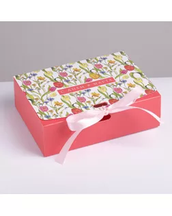 Коробка складная подарочная «С 8 марта», 20 × 18 × 5 см арт. СМЛ-117786-3-СМЛ0005231286