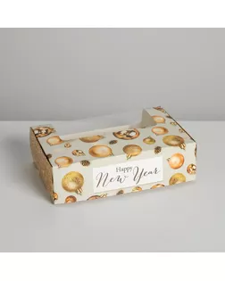Коробка для эклеров с вкладышами - 5 шт Happy New Year, 25,2 х 15 х 7 см арт. СМЛ-107971-1-СМЛ0005233285