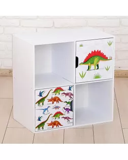 Стеллаж с дверцами «Динозавры», 60 × 60 см, цвет белый арт. СМЛ-155017-1-СМЛ0005238763