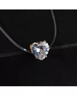 Кулон "На леске" сердечко, цвет белый в золоте, 35см арт. СМЛ-155022-1-СМЛ0005259748