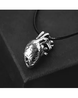 Кулон на шнурке "Анатомия" сердце, цвет чернёное серебро, 45 см арт. СМЛ-125731-1-СМЛ0005260232